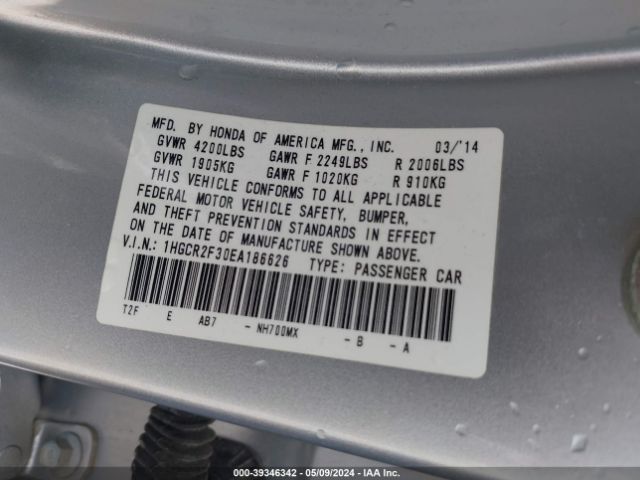 1HGCR2F30EA186626 Honda ACCORD LX