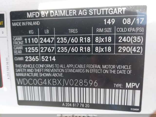 WDC0G4KBXJV028596 Mercedes-Benz Glc 300 4matic