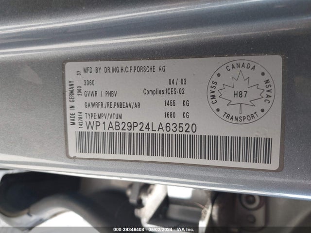 2004 PORSCHE CAYENNE WP1AB29P24LA63520 Photo 8