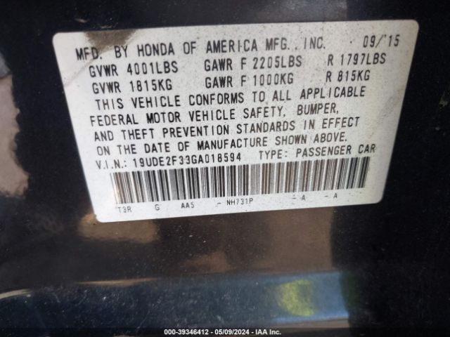 19UDE2F33GA018594 Acura Ilx 2.4l/acurawatch Plus Package