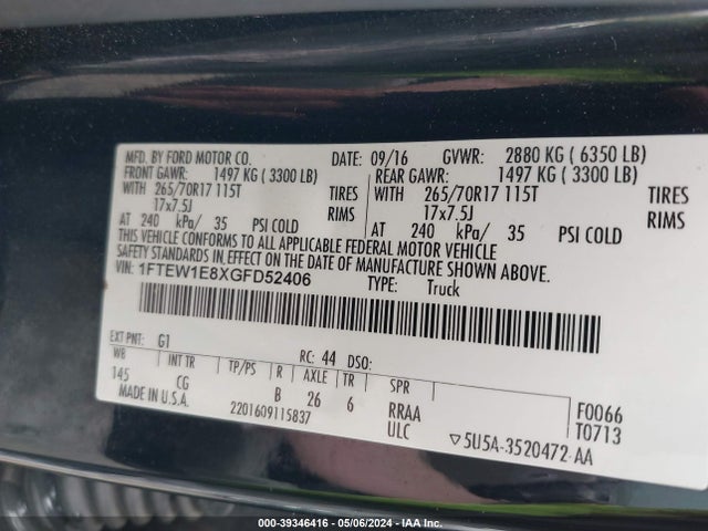 Ford F-150 Xl 2016 1FTEW1E8XGFD52406 Image 9