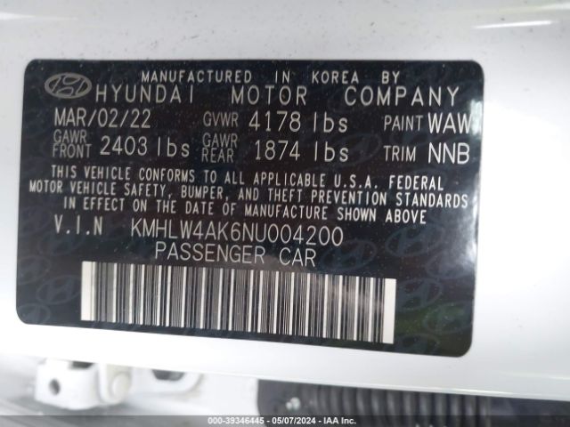 KMHLW4AK6NU004200 Hyundai ELANTRA N