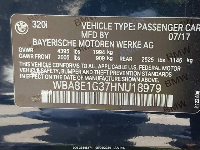 WBA8E1G37HNU18979 BMW 320i