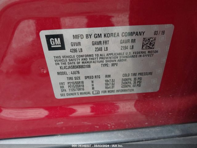 KL4CJASB5KB883108 Buick Encore Fwd Preferred