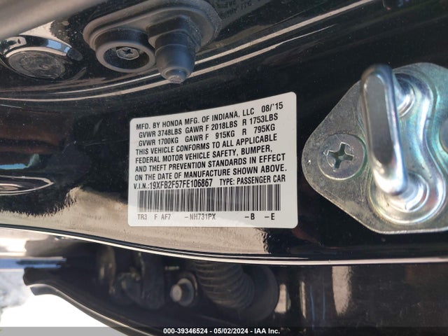 Honda Civic Lx 2015 19XFB2F57FE106867 Image 9