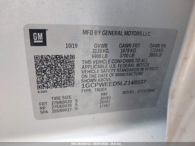 1GCPWEED5LZ148537 Chevrolet Silverado 1500 2wd  Short Bed Ltz