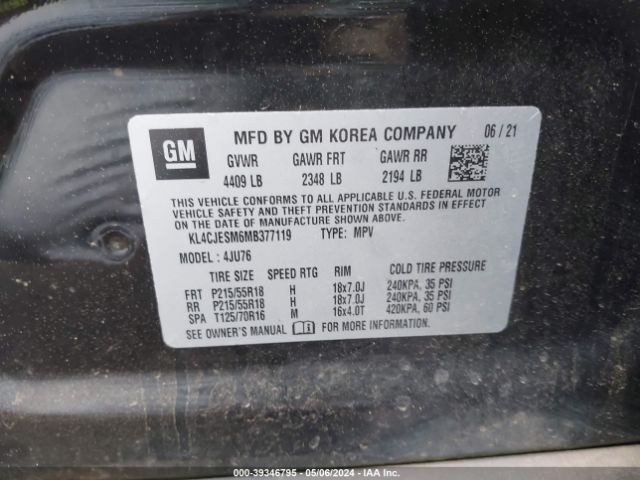 KL4CJESM6MB377119 Buick Encore Awd Preferred
