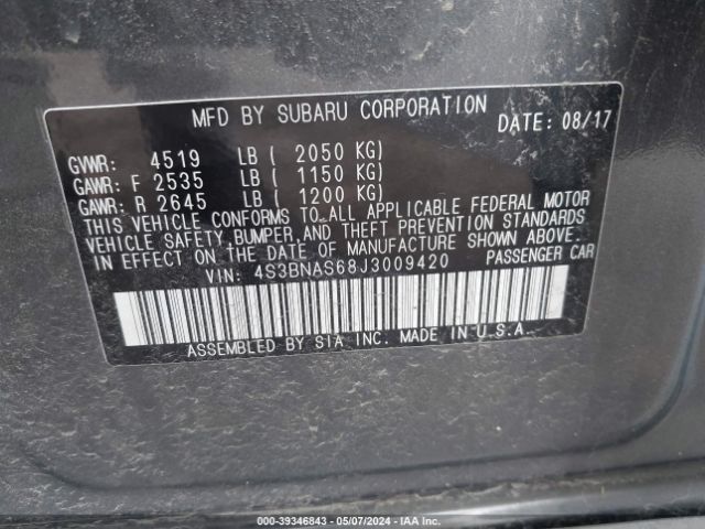 4S3BNAS68J3009420 Subaru Legacy 2.5i Sport