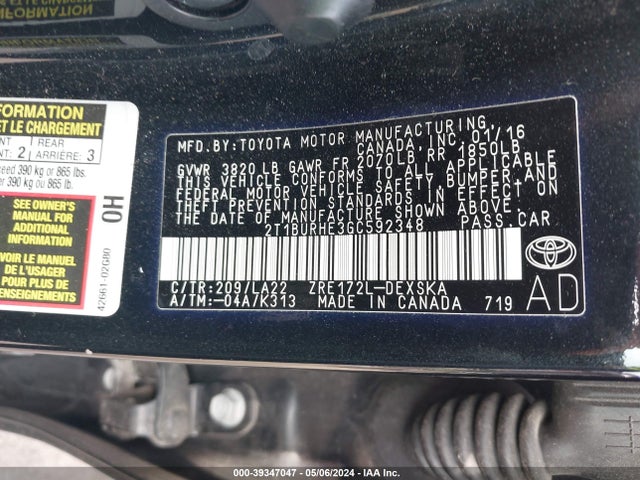 Toyota Corolla S Premium 2016 2T1BURHE3GC592348 Image 9