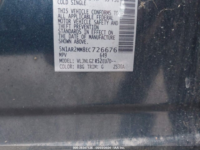 Nissan Pathfinder Sl 2014 5N1AR2MM8EC726676 Image 9
