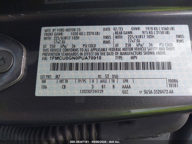 Ford Escape Active 2023 1FMCU0GN0PUA70910 Image 9