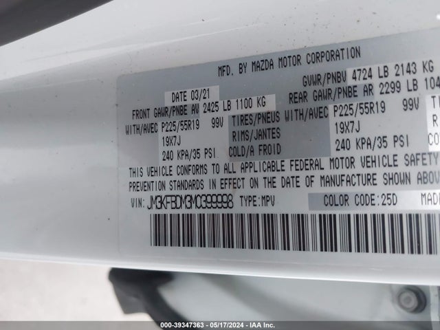 Mazda Cx-5 Grand Touring 2021 JM3KFBDM3M0399998 Image 9