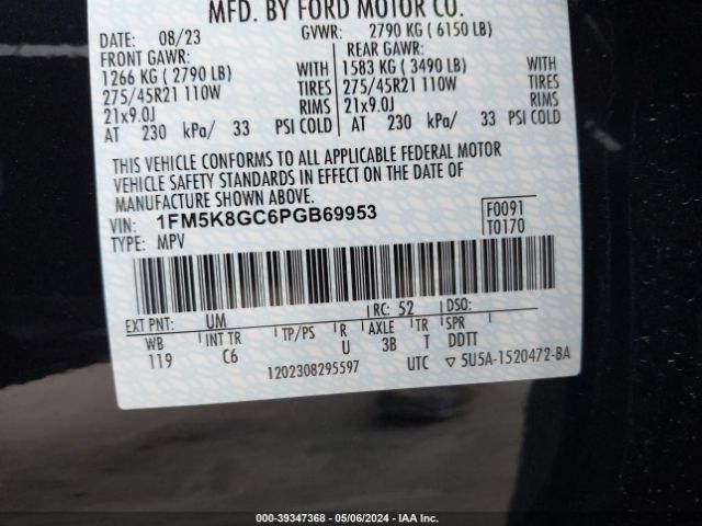 1FM5K8GC6PGB69953 Ford Explorer St