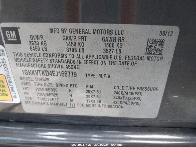 GMC Acadia Denali 2014 1GKKVTKD4EJ166779 Image 9
