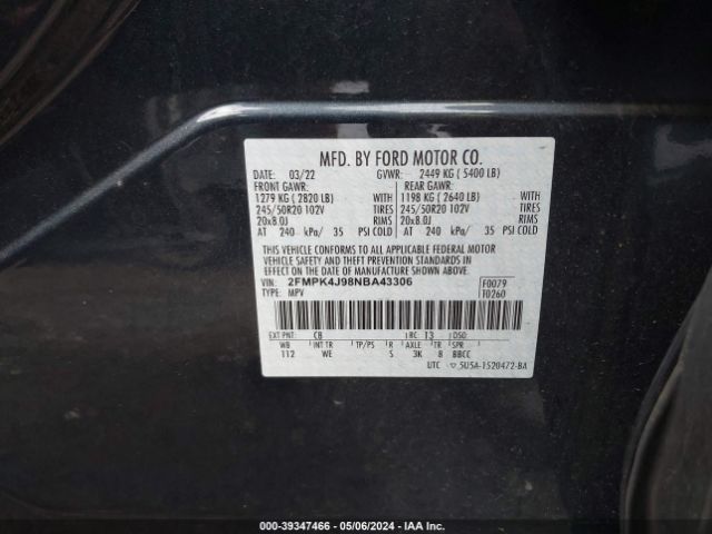 2022 FORD EDGE 2FMPK4J98NBA43306 Photo 8