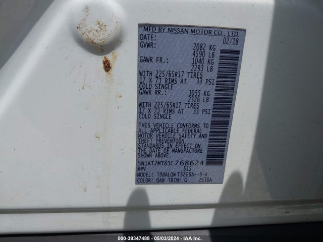 Nissan ROGUE SV 2018 5N1AT2MT8JC768624 Image 9