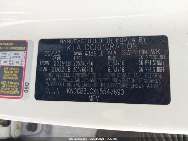 KIA Niro Lxs 2022 KNDCB3LCXN5547690 Image 9