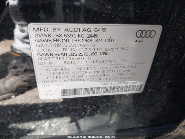 Audi Q5 2.0t Premium 2015 WA1CFAFP7FA128979 Image 9