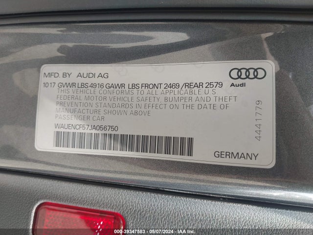 Audi A5 2.0t Premium 2018 WAUENCF57JA056750 Image 9