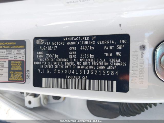5XXGU4L31JG215984 KIA OPTIMA EX