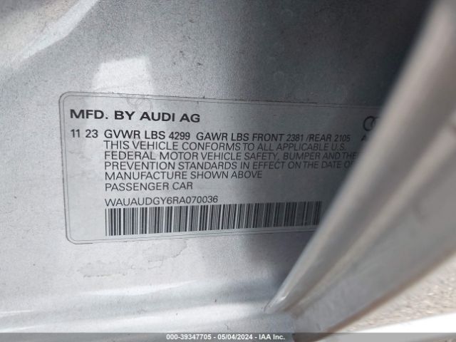 WAUAUDGY6RA070036 Audi A3 Premium 40 Tfsi Front-wheel Drive S Tronic