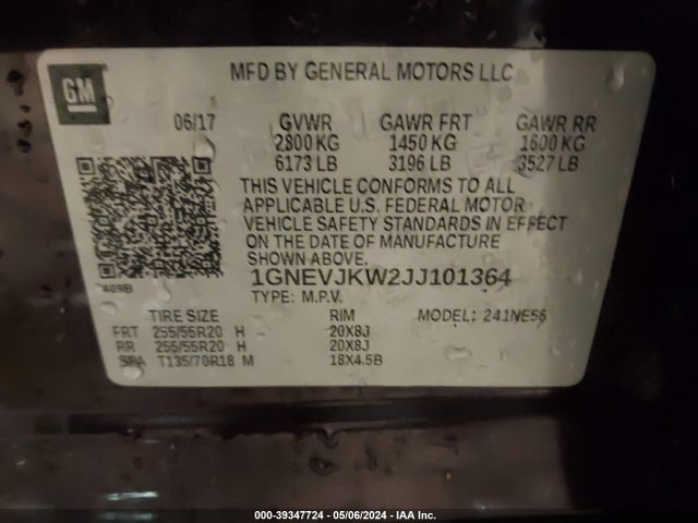 Chevrolet Traverse Premier 2018 1GNEVJKW2JJ101364 Image 9