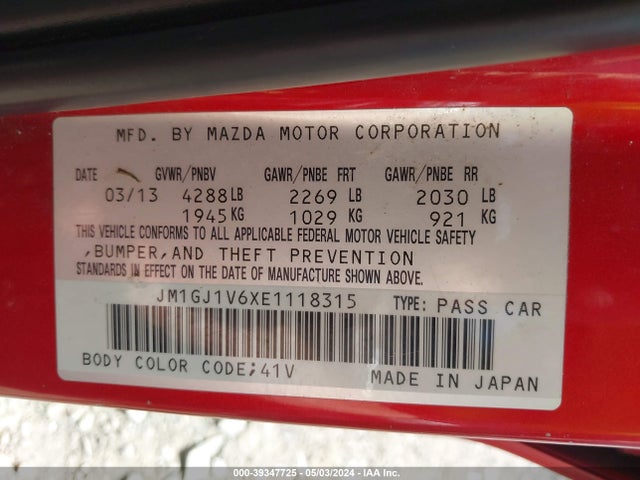 Mazda Mazda6 I Touring 2014 JM1GJ1V6XE1118315 Image 9