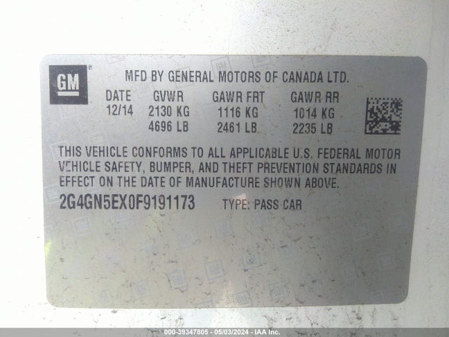 Buick Regal Turbo/e-assist Premium I 2015 2G4GN5EX0F9191173 Image 9