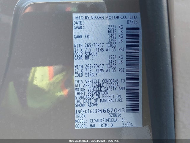 Nissan Frontier Pro-x 4x2 2023 1N6ED1EJ3PN667043 Image 9