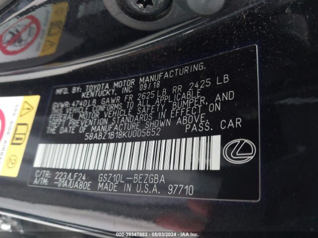 58ABZ1B18KU005652 Lexus Es 350 F Sport