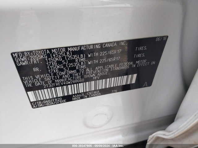 Toyota RAV4 LE 2016 2T3ZFREV4GW288660 Image 9