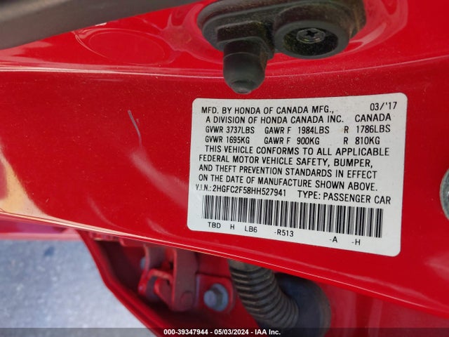 Honda Civic Lx 2017 2HGFC2F58HH527941 Image 9