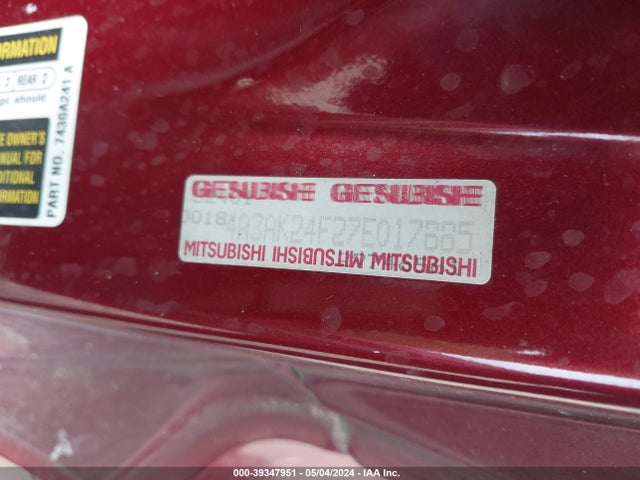 2007 MITSUBISHI ECLIPSE 4A3AK24F27E017885 Photo 8