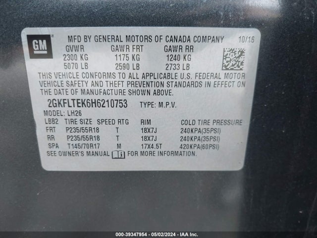 GMC Terrain Sle 2017 2GKFLTEK6H6210753 Image 9