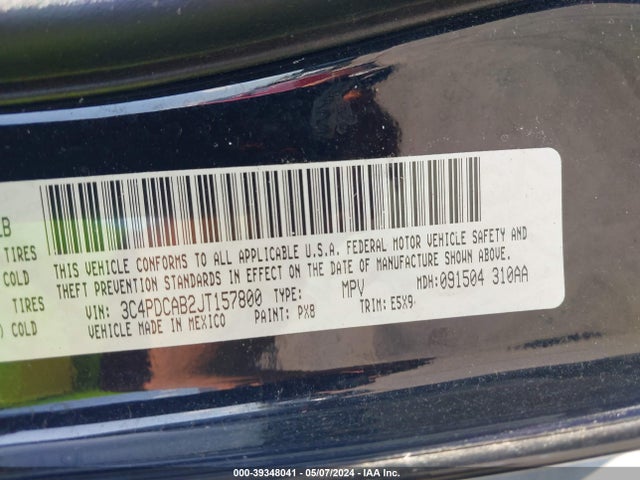 Dodge JOURNEY SE 2018 3C4PDCAB2JT157800 Image 9