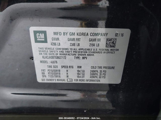 KL4CJASB7GB627172 Buick Encore