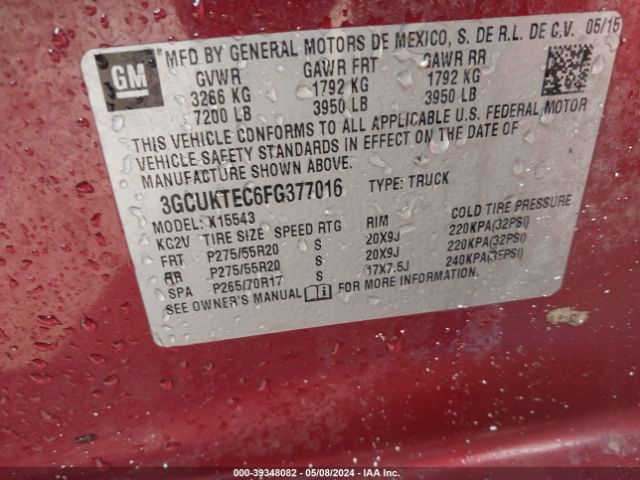3GCUKTEC6FG377016 Chevrolet Silverado 1500 High Country