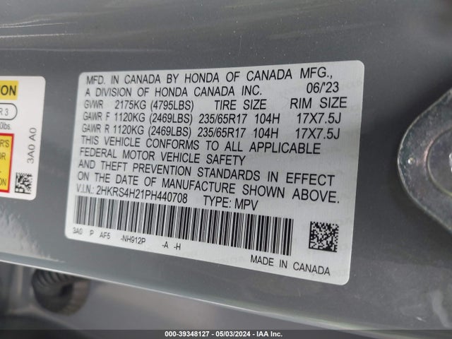 Honda Cr-v Lx Awd 2023 2HKRS4H21PH440708 Image 9