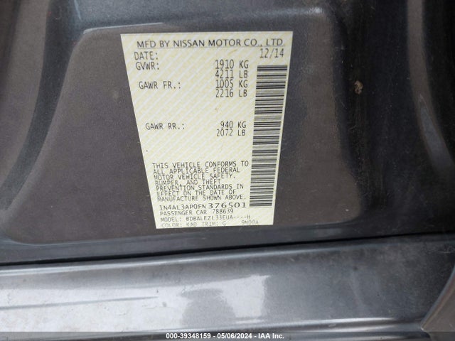 Nissan Altima 2.5 S 2015 1N4AL3AP0FN376501 Image 9