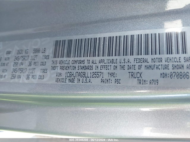 1C6HJTAG9LL125571 Jeep Gladiator Sport S 4x4