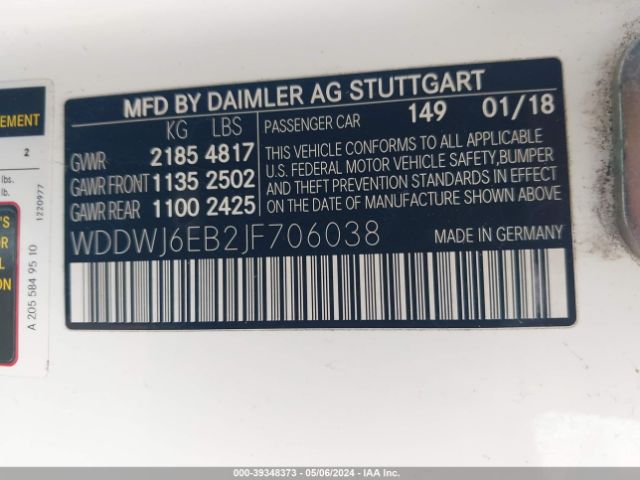 WDDWJ6EB2JF706038 Mercedes-Benz Amg C 43 4matic