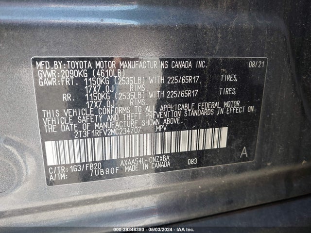 Toyota RAV4 LE 2021 2T3F1RFV2MC234707 Image 9