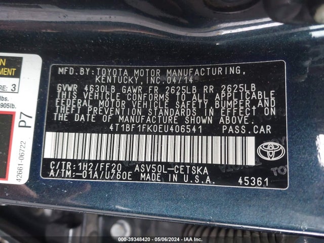 Toyota CAMRY SE 2014 4T1BF1FK0EU406541 Image 9