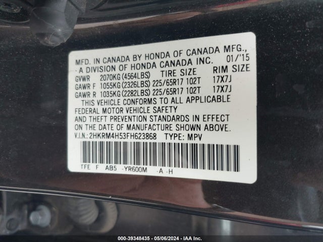 Honda CR-V EX 2015 2HKRM4H53FH623868 Image 9