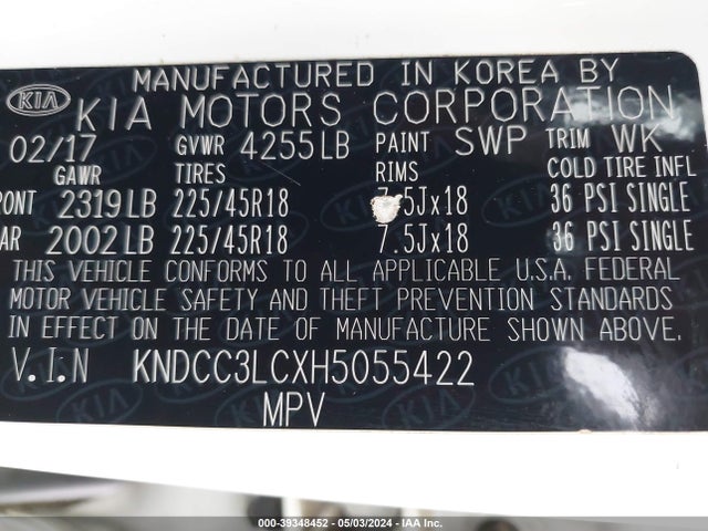 KIA NIRO EX 2017 KNDCC3LCXH5055422 Image 9