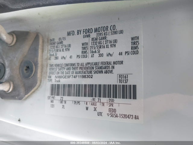 Ford Transit Connect Xlt 2015 NM0GE9F74F1198302 Image 9