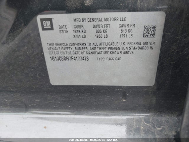 Chevrolet Sonic Lt Auto 2015 1G1JC5SH7F4177473 Image 9