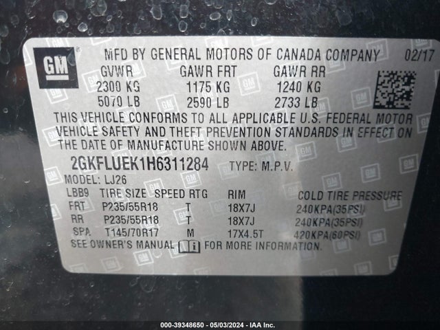 GMC Terrain Slt 2017 2GKFLUEK1H6311284 Image 9