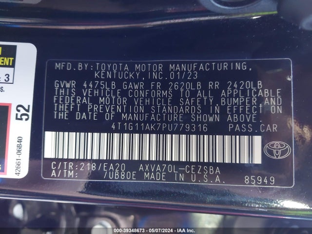 Toyota CAMRY SE 2023 4T1G11AK7PU779316 Image 9