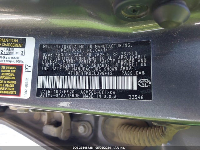 Toyota CAMRY SE 2014 4T1BF1FK0EU398442 Image 9